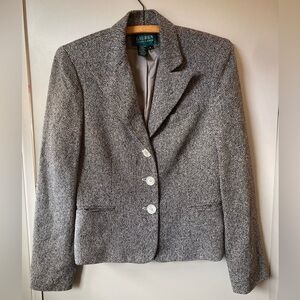 Lauren Ralph Lauren Black and White Women's Silk Blazer